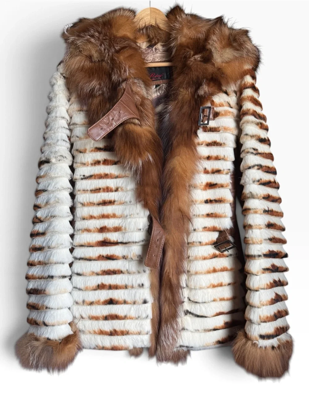 Rivo Y2K Lamb Leather Rabbit Fur Fox Trim Jacket | Size 38 Small | Luxury Coat
